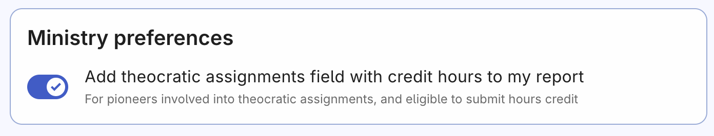 Theocratic assignments